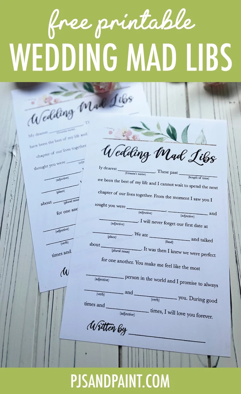 Free Printable Wedding Mad Libs Game - Pjs And Paint within Wedding Mad Libs Free Printable