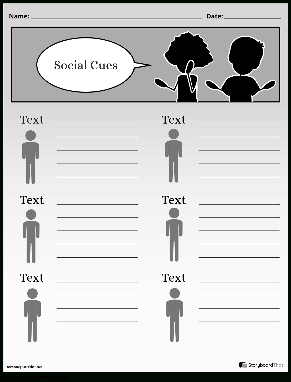 Free Social Skills &amp;amp; Cues Worksheets | Storyboardthat pertaining to Free Printable Social Skills Worksheets