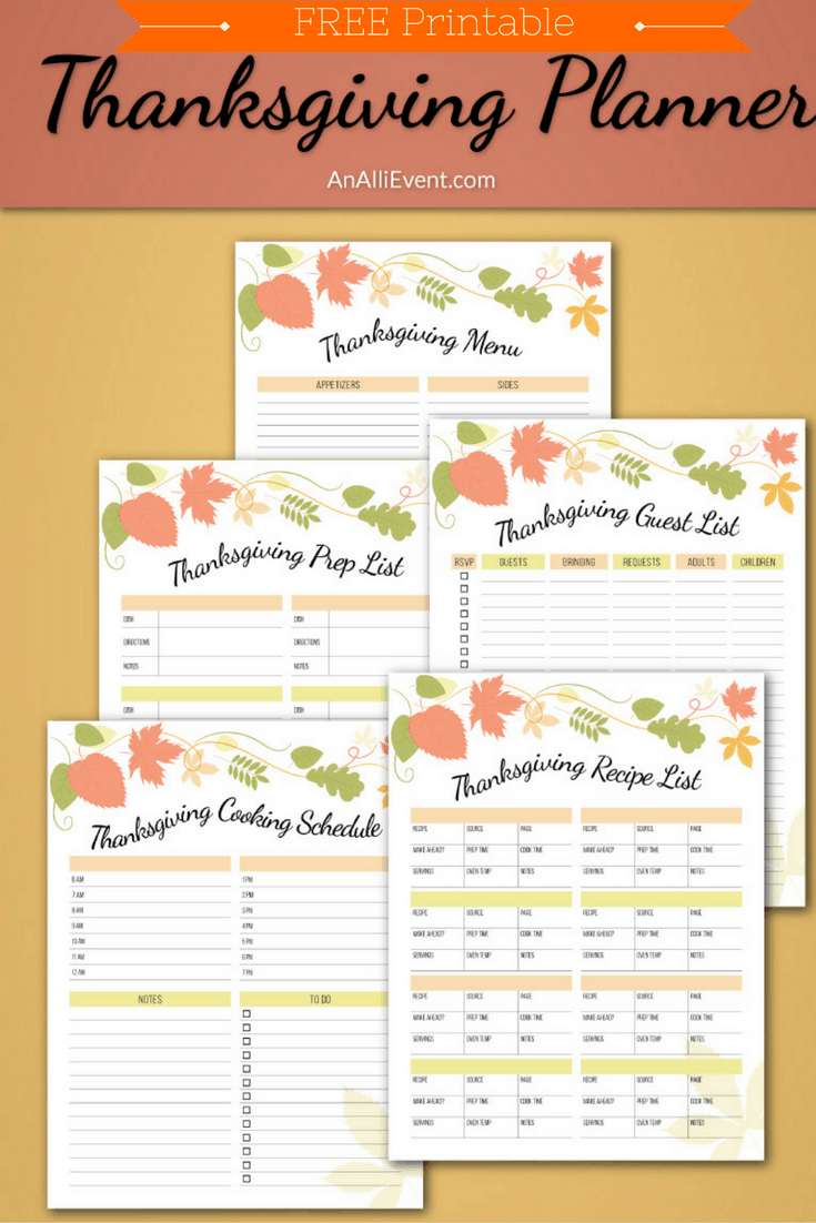 Free Thanksgiving Planner Printable - An Alli Event in Free Printable Thanksgiving Planner