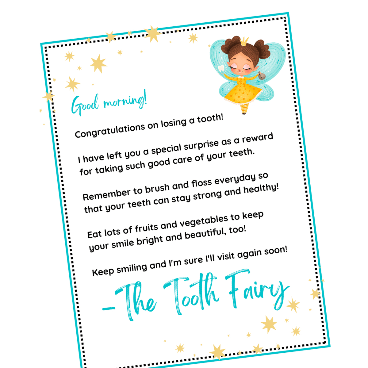 Free Tooth Fairy Letter Printable Your Kid Will Love for Letters From The Tooth Fairy Free Printables