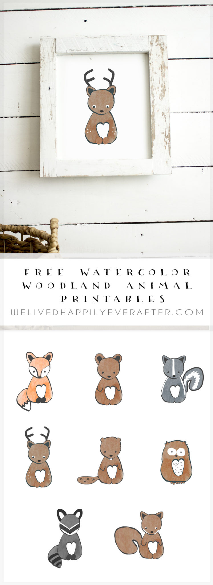 Free Watercolor Forest Woodland Animal Nursery Prints | We Lived for Free Woodland Nursery Printables
