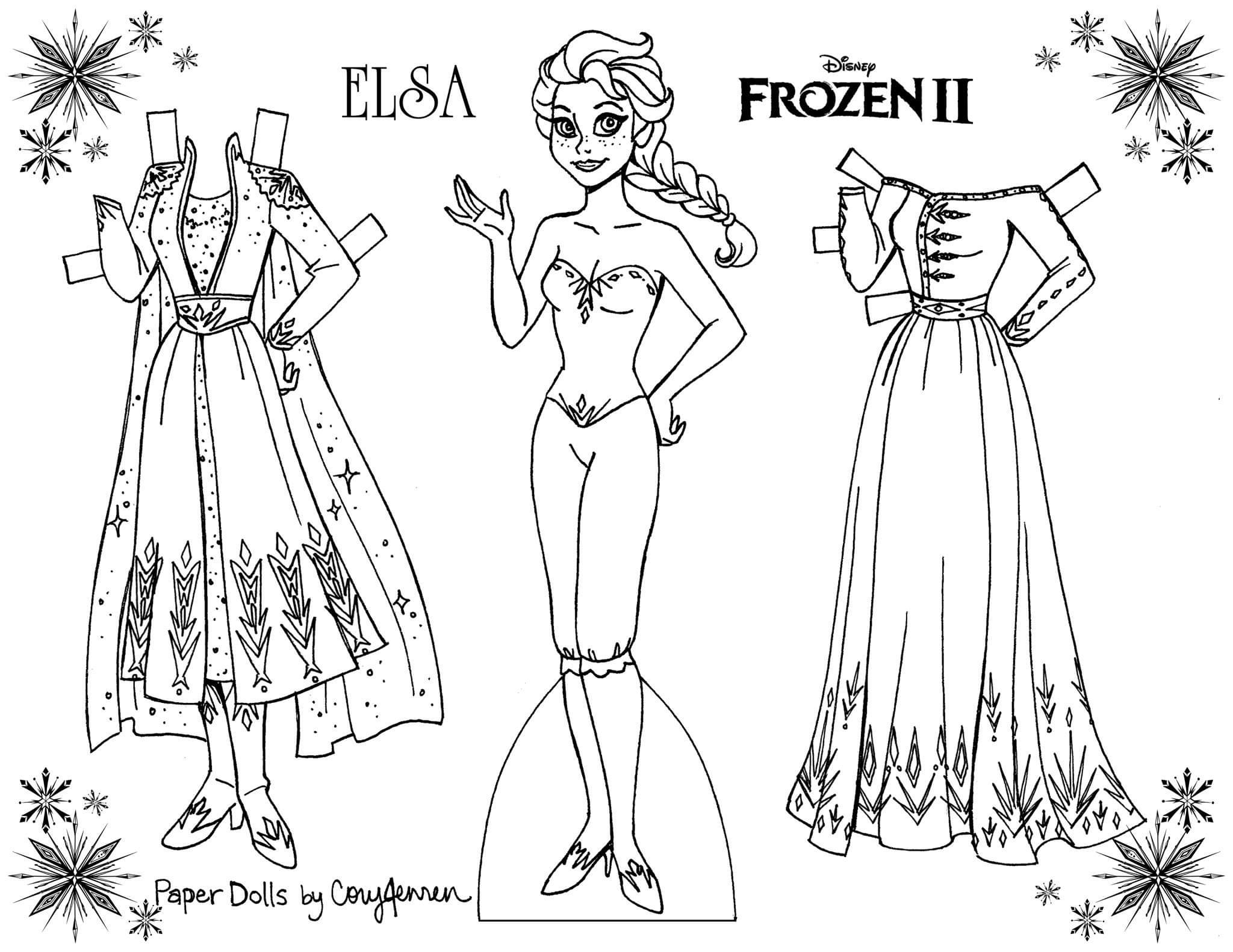 Frozen 2 Coloring Paper Dolls Of Elsa And Anna - Youloveit with Black and White Paper Dolls Printable