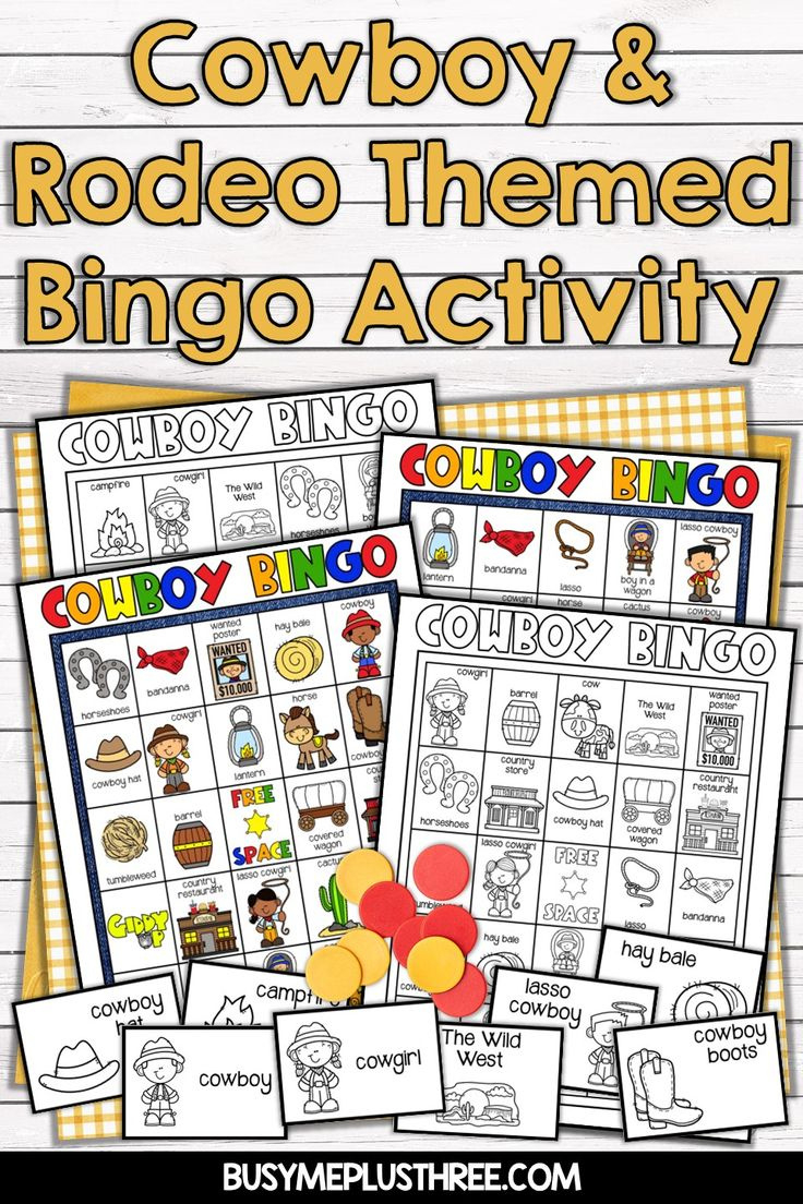 Fun &amp;amp; Cute Cowboy &amp;amp; Rodeo Themed Bingo Activity Game For 1St, 2Nd throughout Cowboy Bingo Printable Cards Free