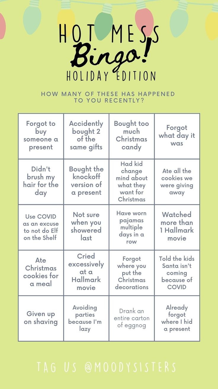 Funny Hot Mess Bingo Game | Christmas Hot Mess Mom Life Fun Bingo with regard to Funny Bingo Card Ideas