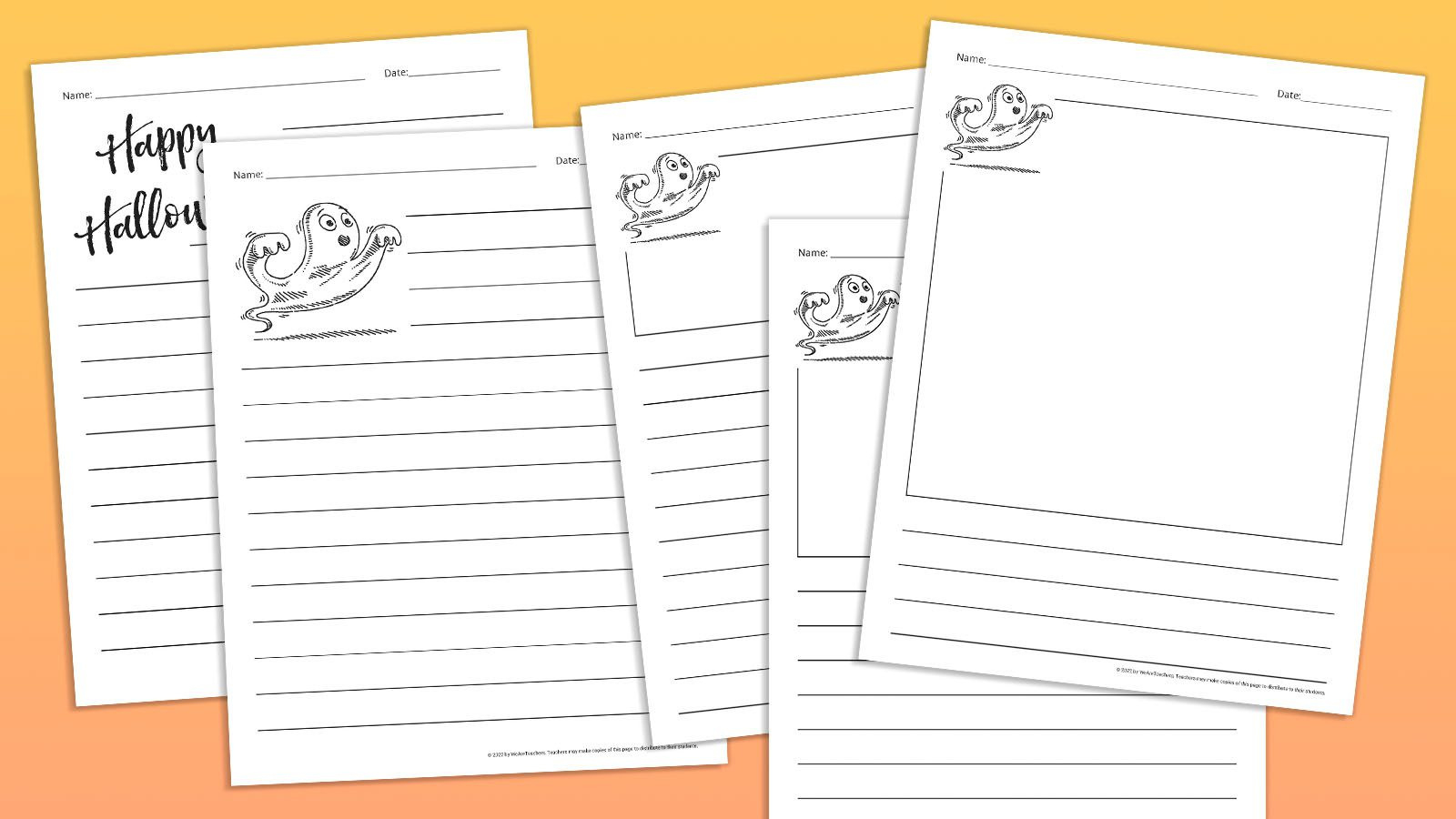 Get Free Halloween Writing Paper + 20 Spooky Writing Prompts with regard to Printable Halloween Writing Paper