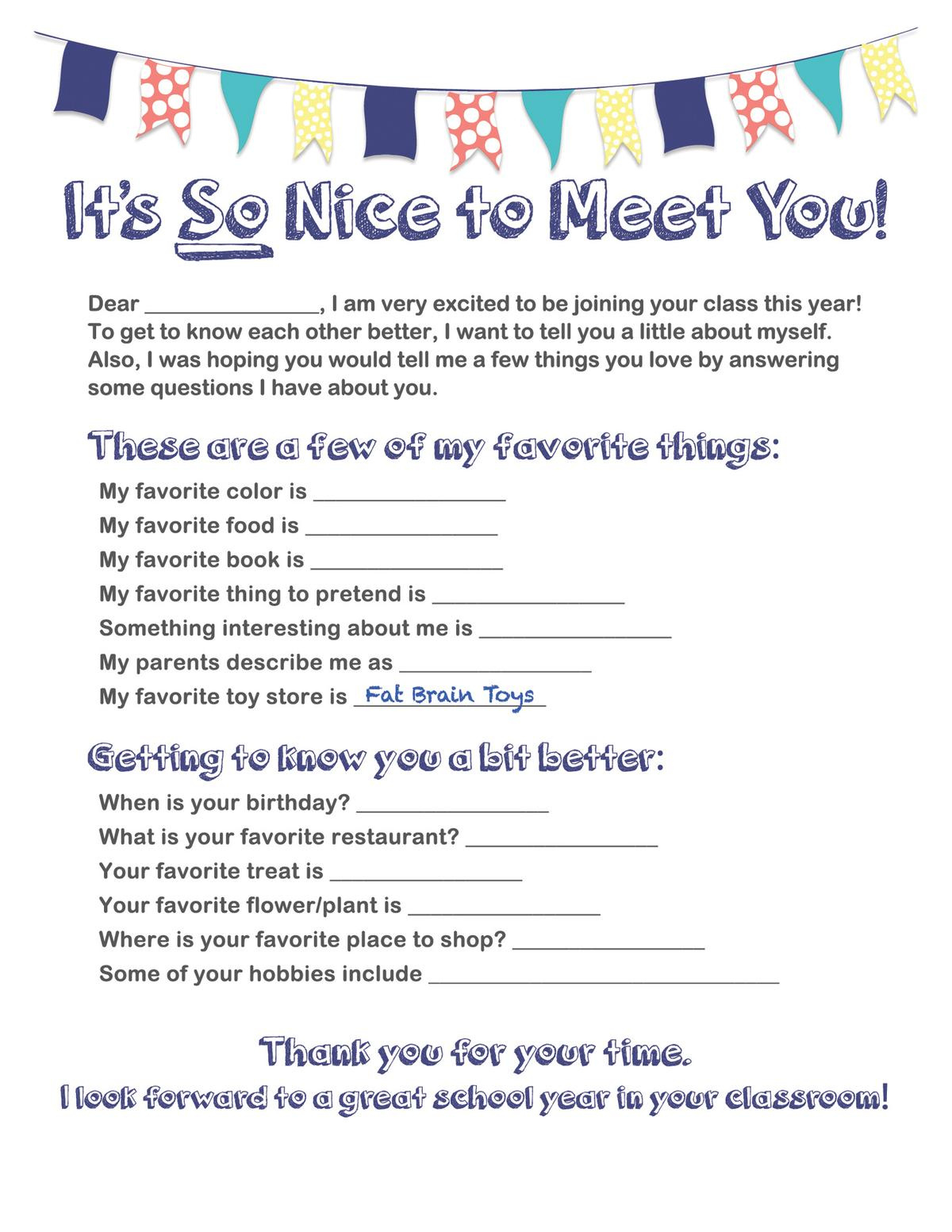 Get To Know Your New Teacher - Free Printable inside Get to Know Your Teacher Questions Free Printable