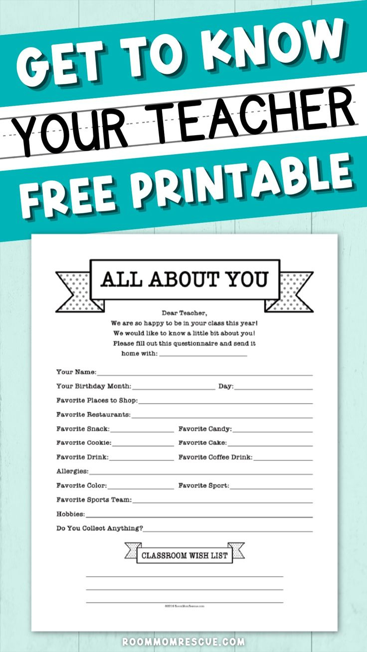 Get To Know Your Teacher With This Free Printable Questionnaire throughout Get To Know Your Teacher Questions Free Printable
