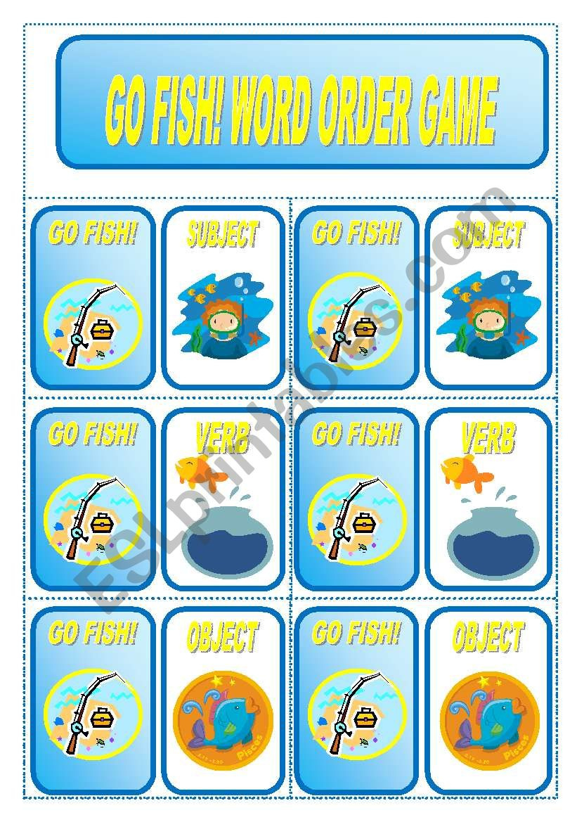Go Fish! Word Order Card Game (3 Pages) - Esl Worksheetfreddie throughout Printable Go Fish Cards