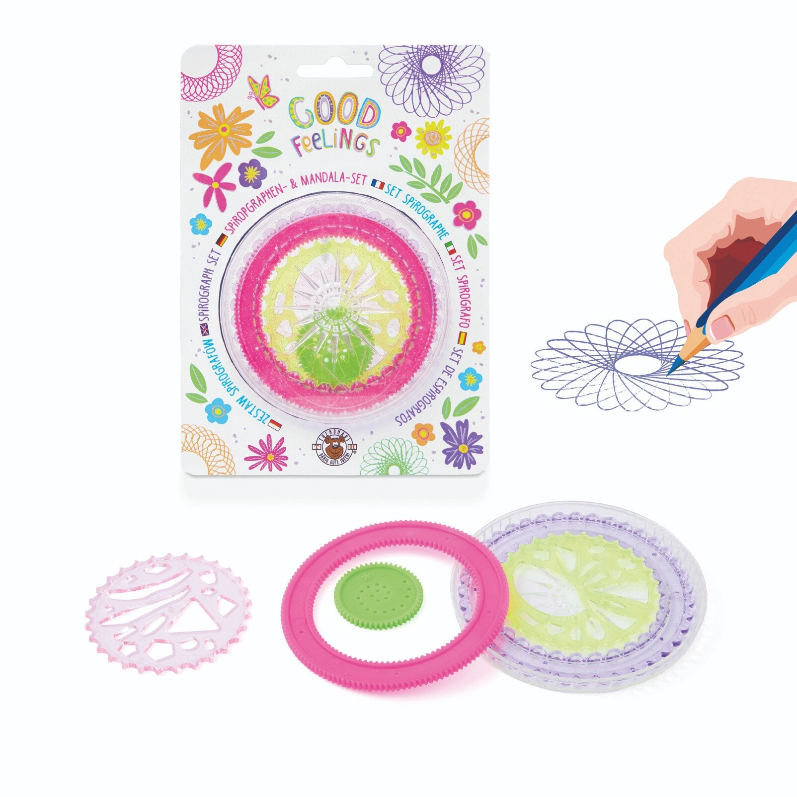 Good Feelings Hf - Spirograph &amp;amp; Mandala Set 6 Pieces - Rotalnica.lv in Stencil Spirograph Tool For Easter Cookies