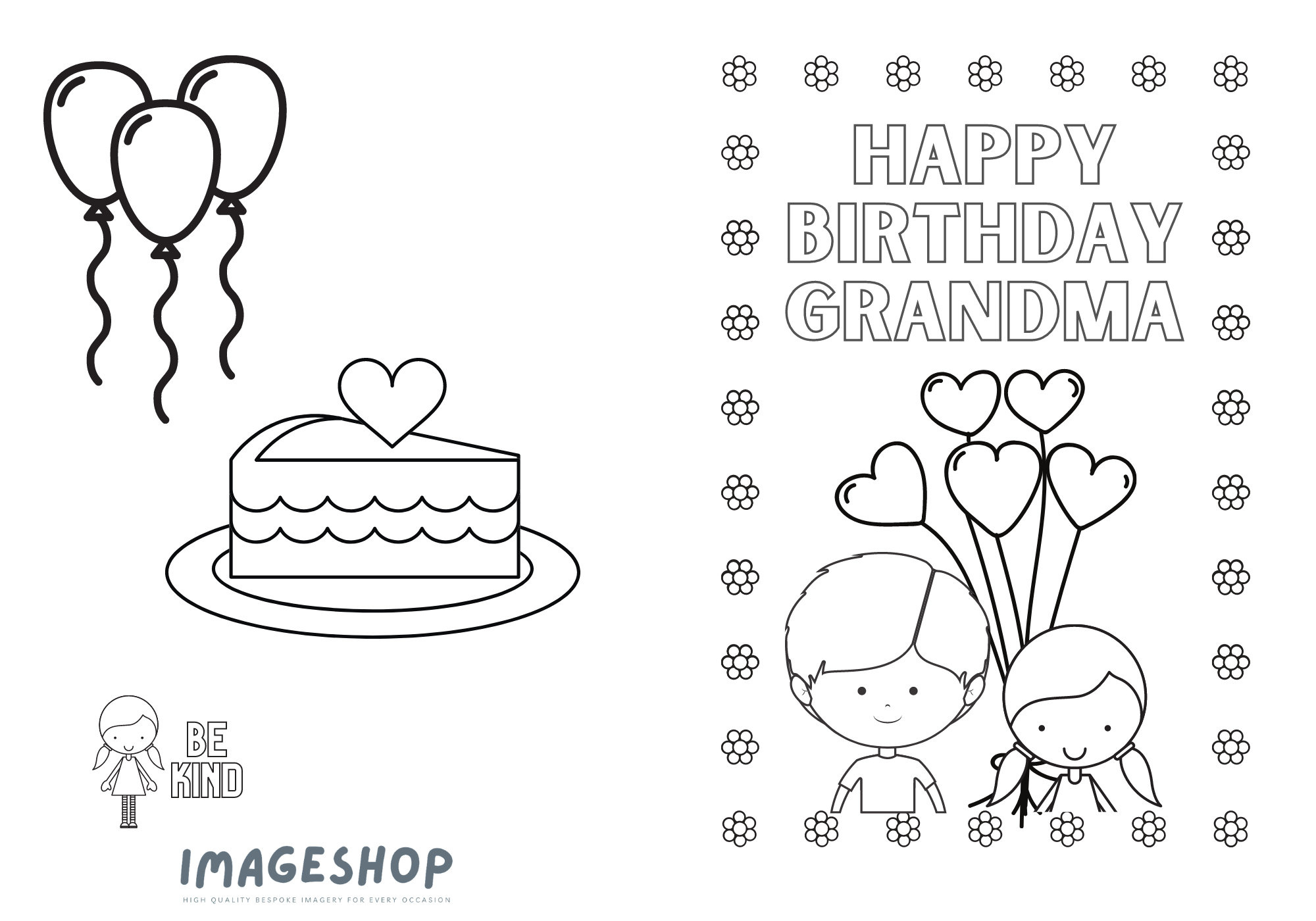 Grandma Birthday Card, Happy Birthday, Colour In Card, Instant regarding Happy Birthday Grandma Printable