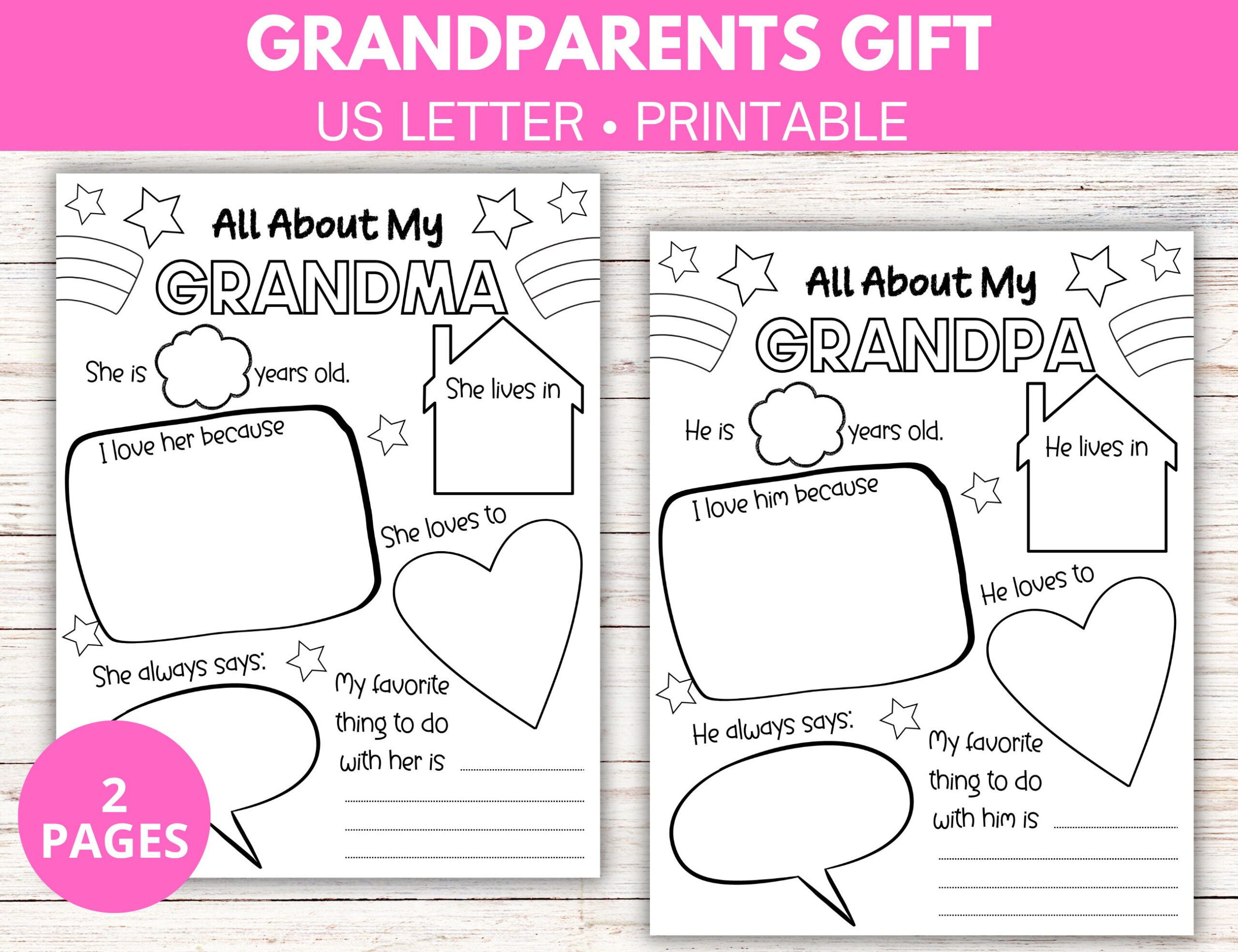 Grandparents Day Gift From Kids, All About Grandma, All About throughout All About My Grandparents Printable