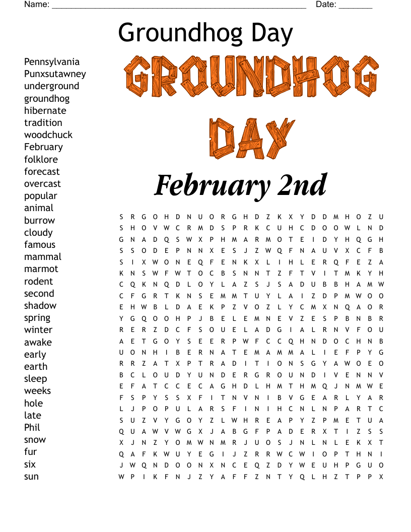 Groundhog Day Word Search - Wordmint regarding Groundhog Day Word Search Printable