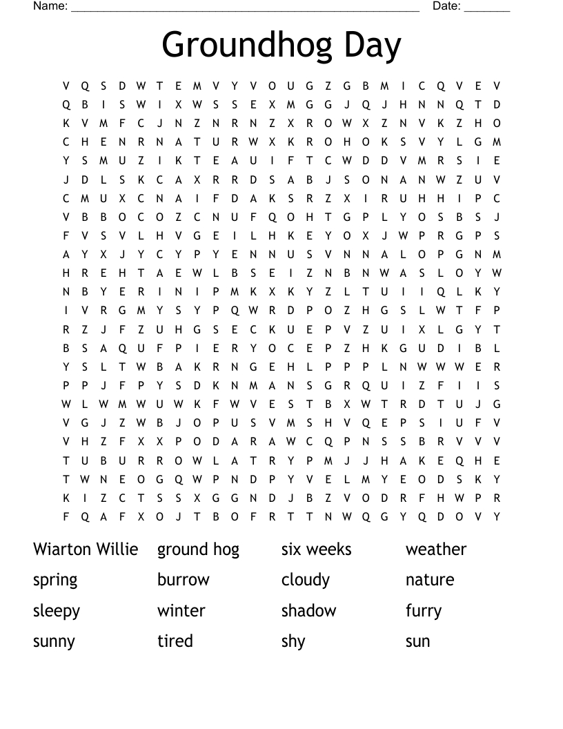 Groundhog Day Word Search - Wordmint with regard to Groundhog Day Word Search Printable