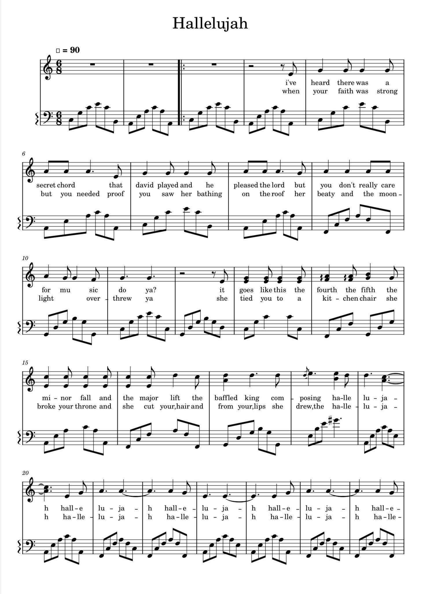 Hallelujah (Piano Sheet Music) Pdf in Hallelujah Sheet Music For Piano Free Printable