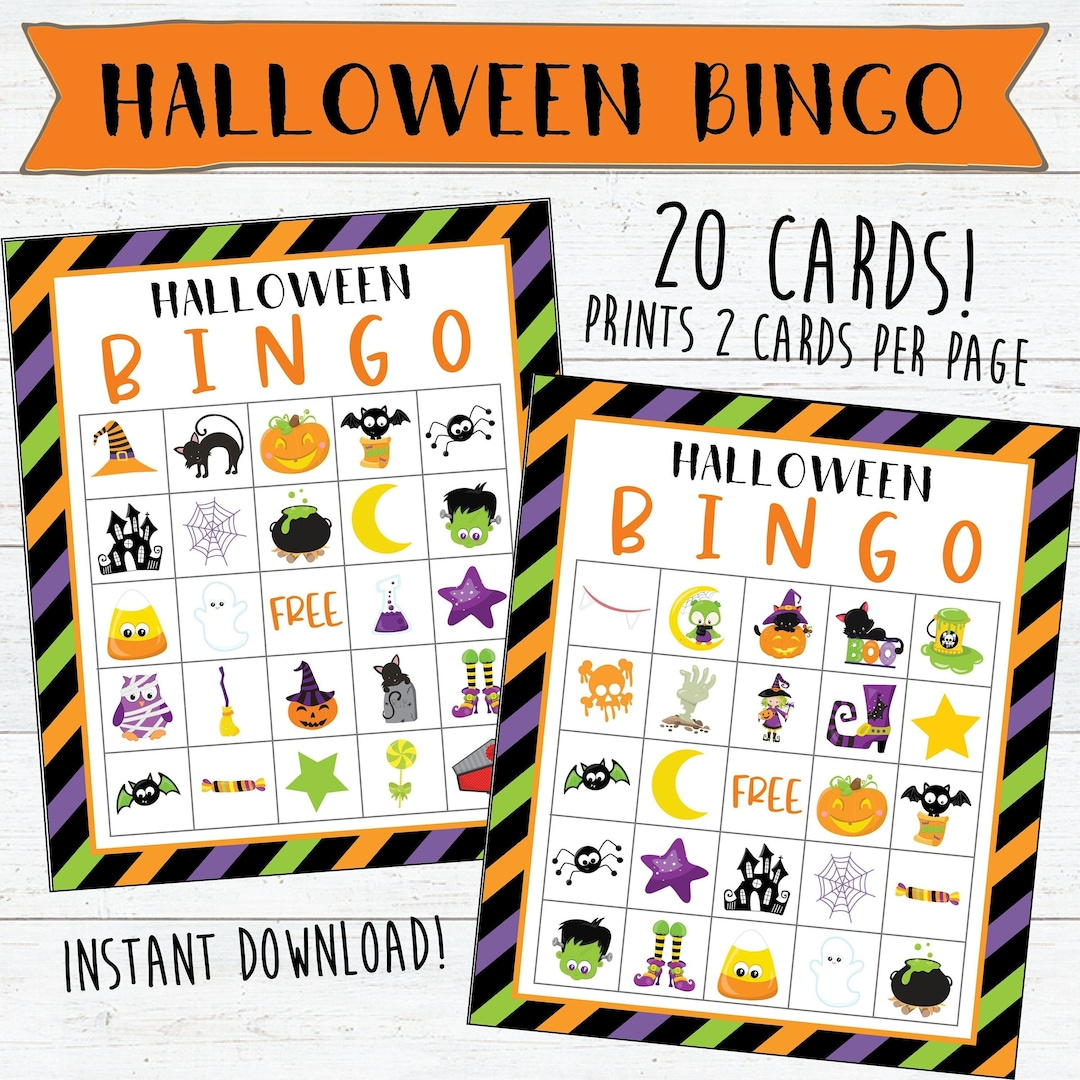 Halloween Bingo Karten | 20 Karten | Sofortiger Download Und Druck | Halloween Spiele | Halloween Party Spiele | Spiele Für Das Klassenzimmer - with regard to Halloween Bingo 20 Cards