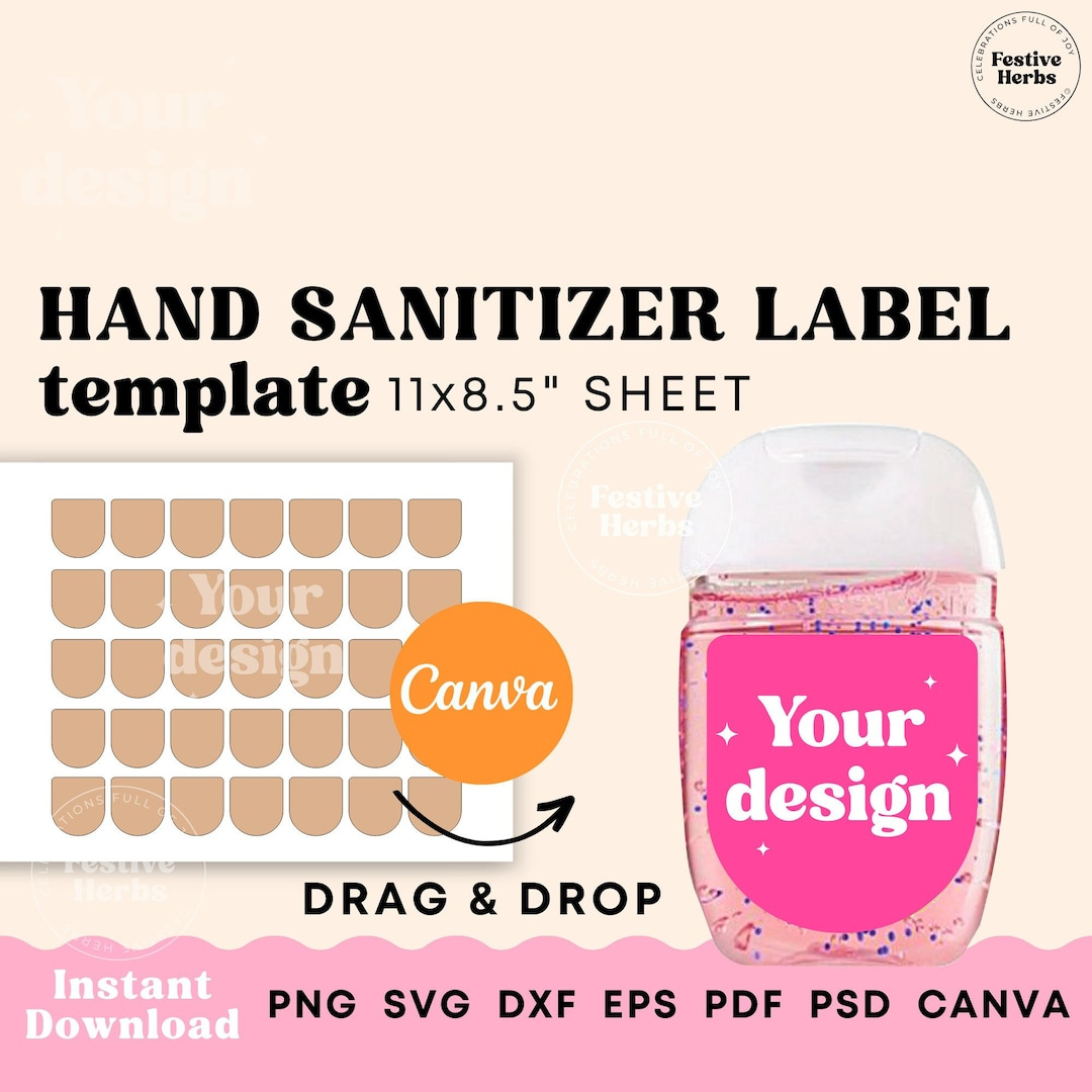 Hand Sanitize Label Template, Hand Sanitize Label Baby Shower Graduation Bridal Shower Wedding Quinceanera, Hand Sanitize Label Sticker - Etsy inside Printable Bath and Body Works Hand Sanitizer Label Template Free