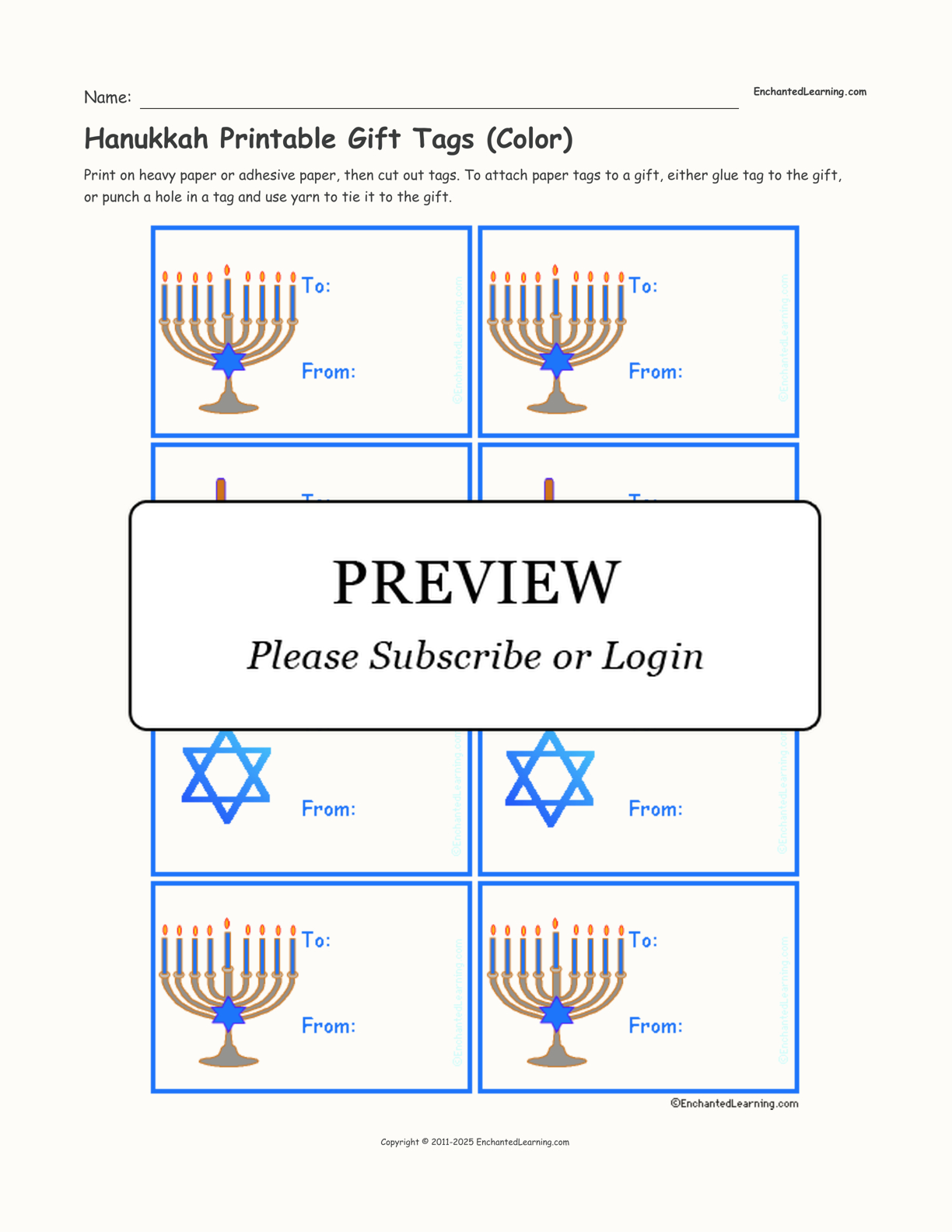 Hanukkah Gift Tags Printable FREE Printable HQ