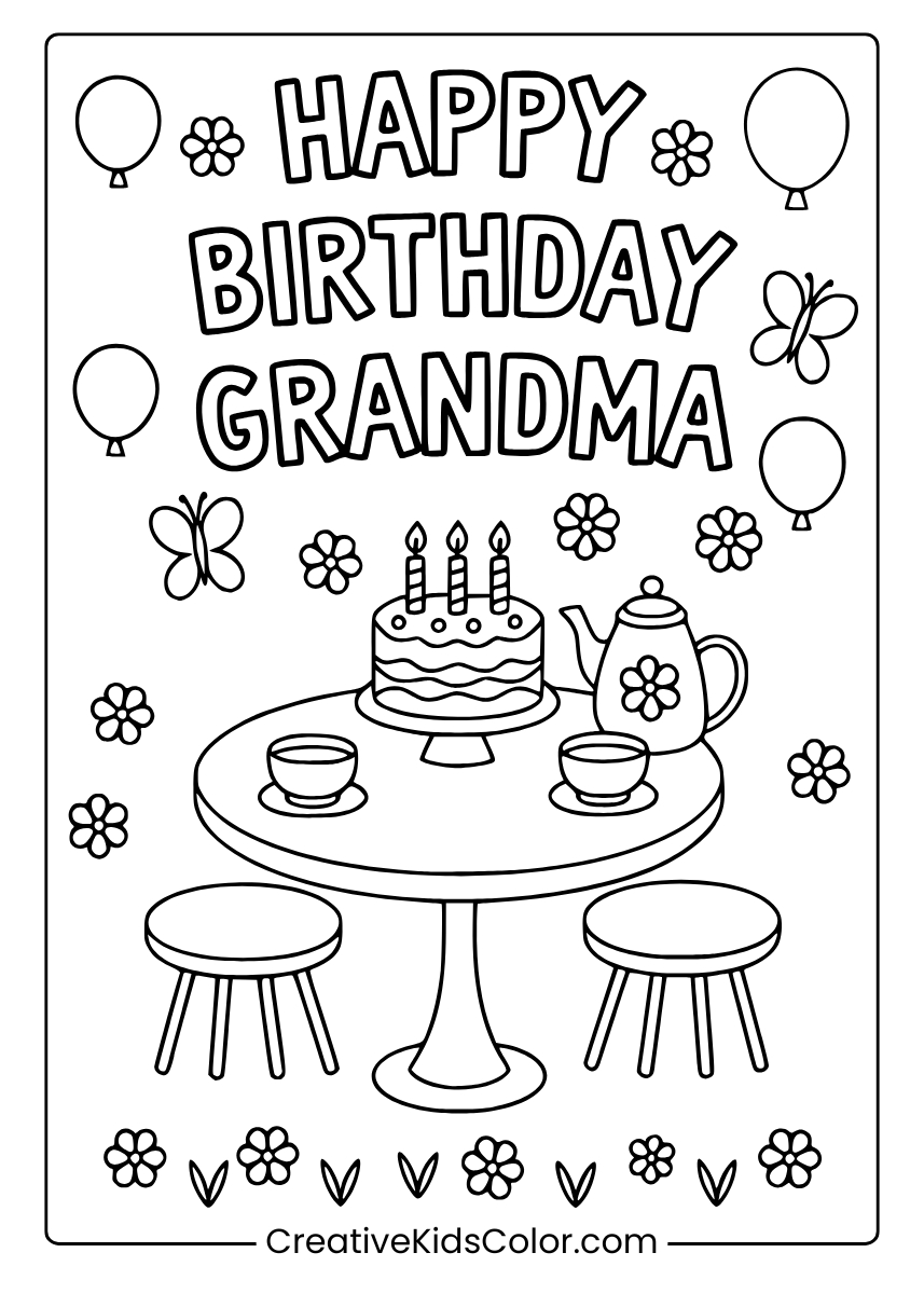 Happy Birthday Coloring Pages [25+ Free Printable Pdf] for Happy Birthday Grandma Printable