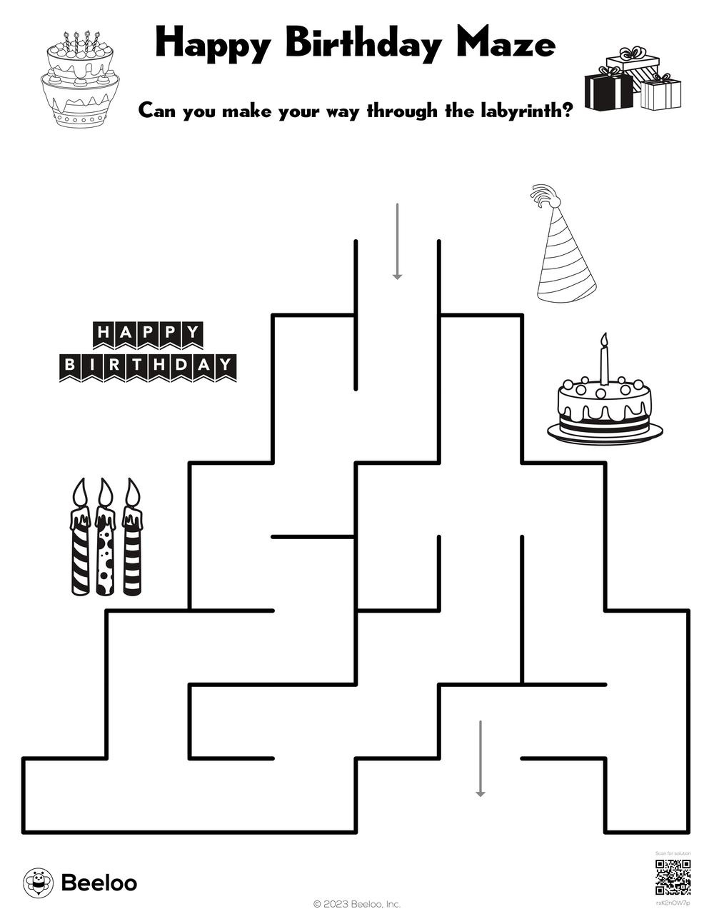 Happy Birthday Maze • Beeloo Printable Crafts And Activities For Kids regarding Free Printable Birthday Maze
