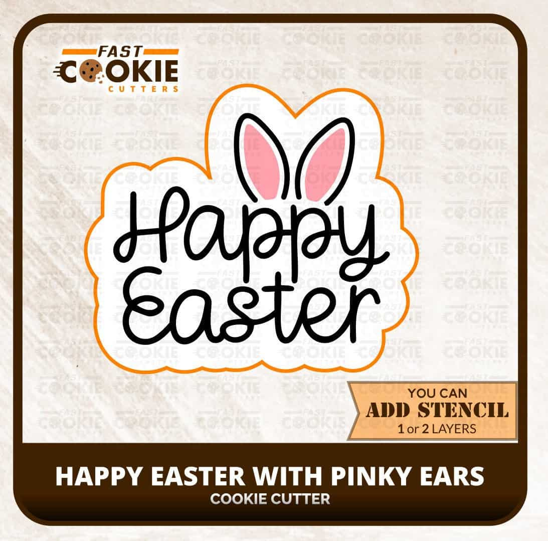 Happy Easter With Pinky Ears Cookie Cutter inside Easter Cookie Stencil Svg Images