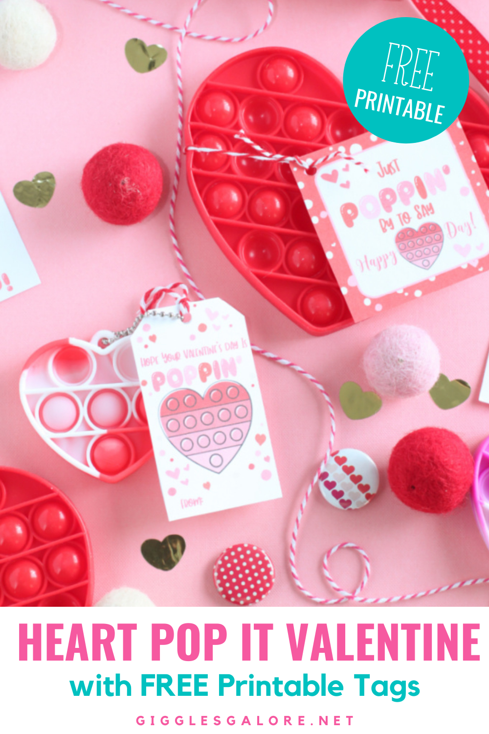 Heart Pop-It Valentine With Free Printable Tags - Giggles Galore for Free Pop It Valentines Printable