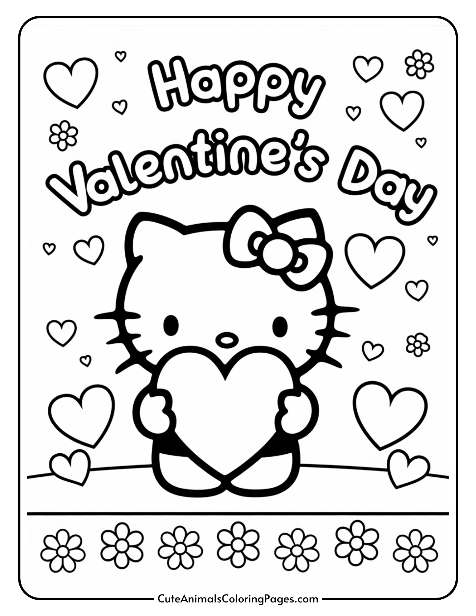Hello Kitty Valentine Coloring Pages (12 Free Printable Pdf Pages throughout Free Printable Hello Kitty Valentines Day Cards