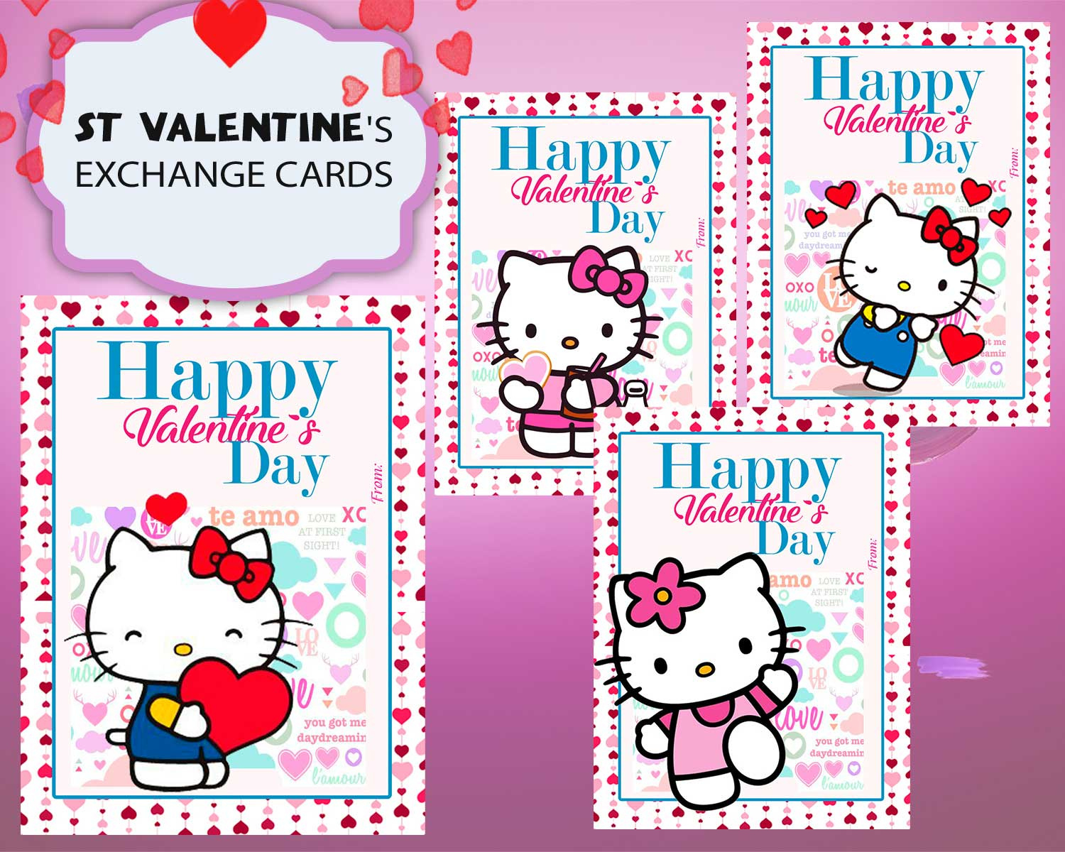Hello Kitty Valentines Day Cards with regard to Free Printable Hello Kitty Valentines Day Cards