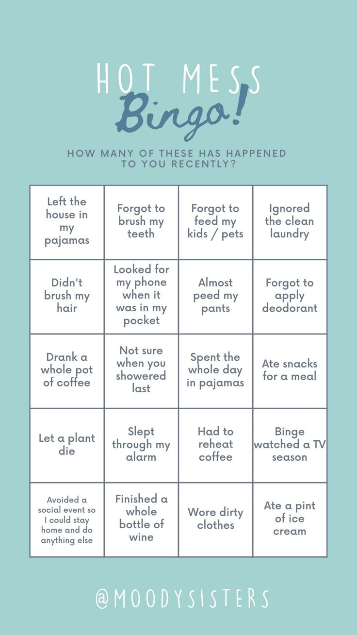 Hot Mess Bingo Graphic | Hilarious Hot Mess Bingo Game For in Funny Bingo Card Ideas