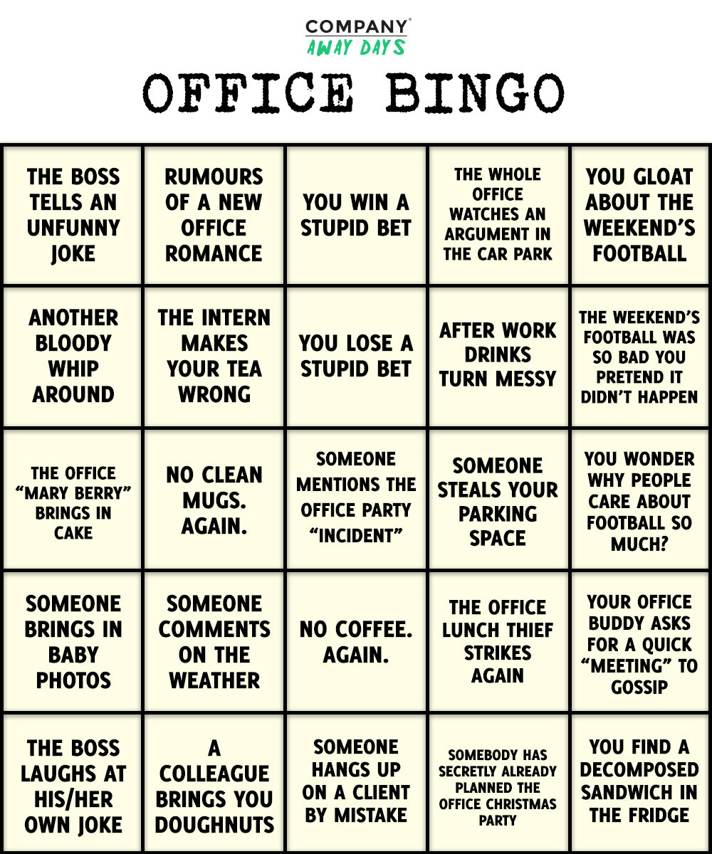 How To Play Office Bingo | Company Away Days intended for Workplace Office Bingo Cards