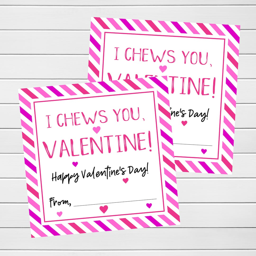 I Chews You Tag, Bubblegum Valentines, Printable Valentines intended for I Chews You Valentine Printable
