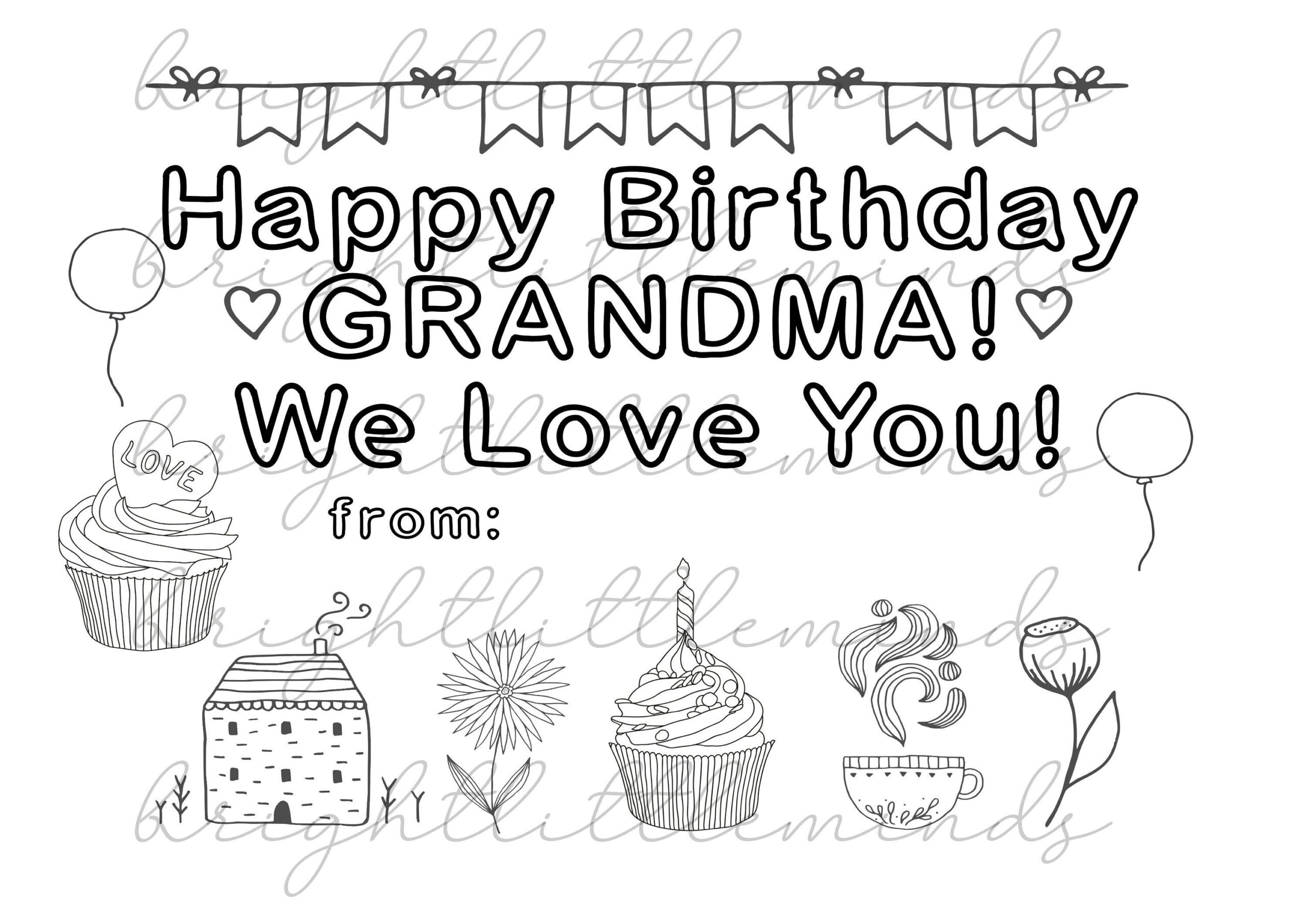 Instant Download | Printable | Happy Birthday Grandma | Diy Kids intended for Happy Birthday Grandma Printable
