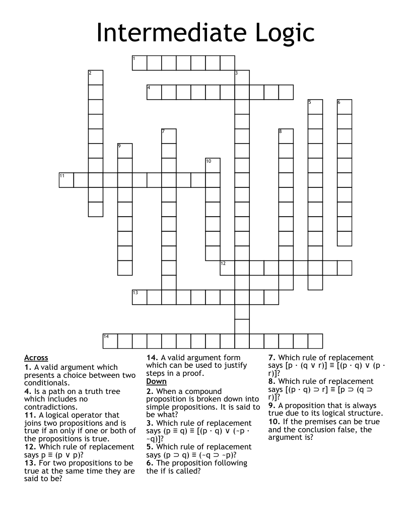 Intermediate Logic Crossword - Wordmint with Intermediate Printable Crossword Puzzles