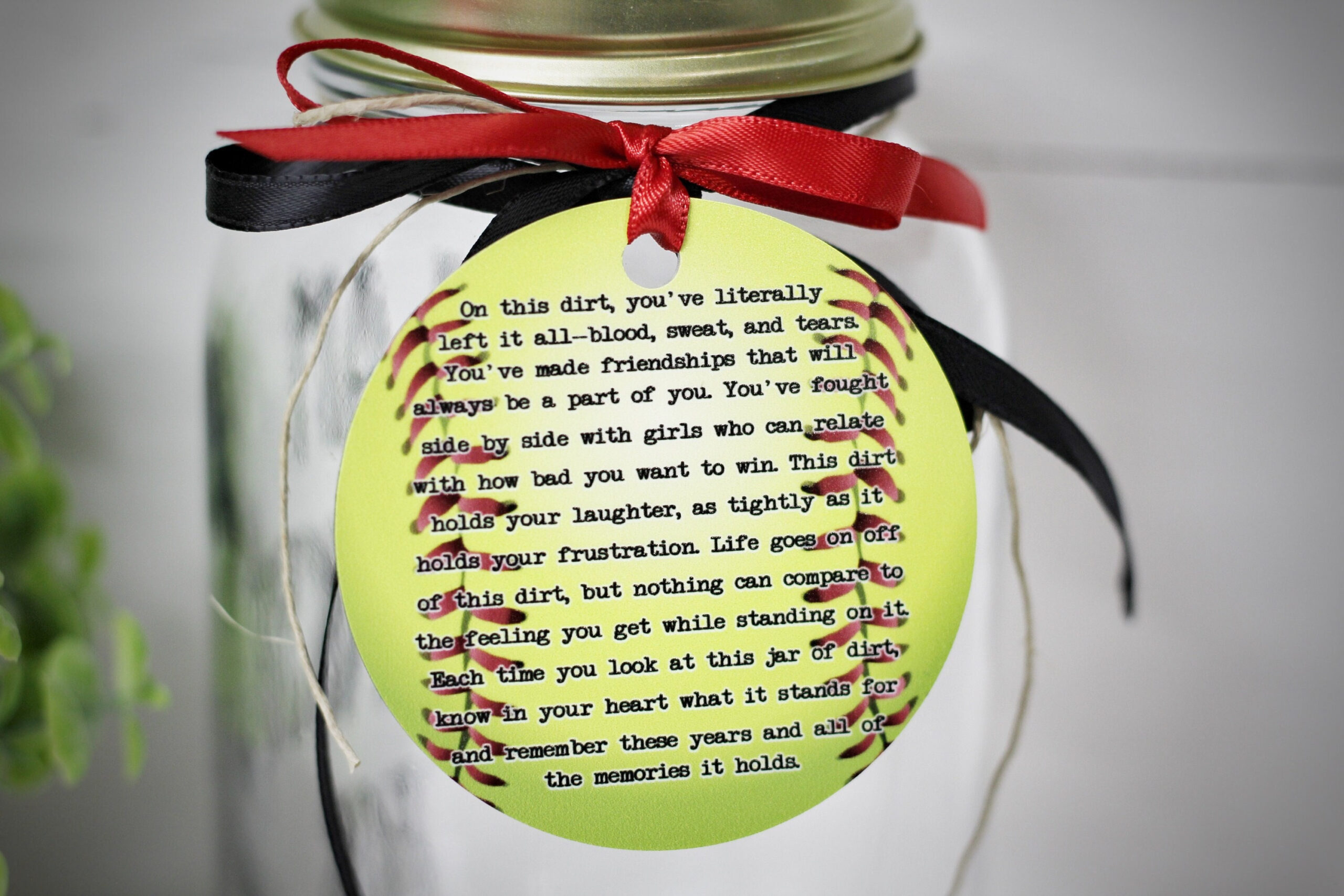Jar Of Dirt Softball Girls Team Personalized Metal Tag with Softball Dirt Poem Printable Free