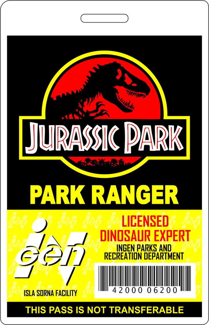 Jurassic Park Ranger Id Badge with regard to Printable Jurassic Park Id Badge Template Free