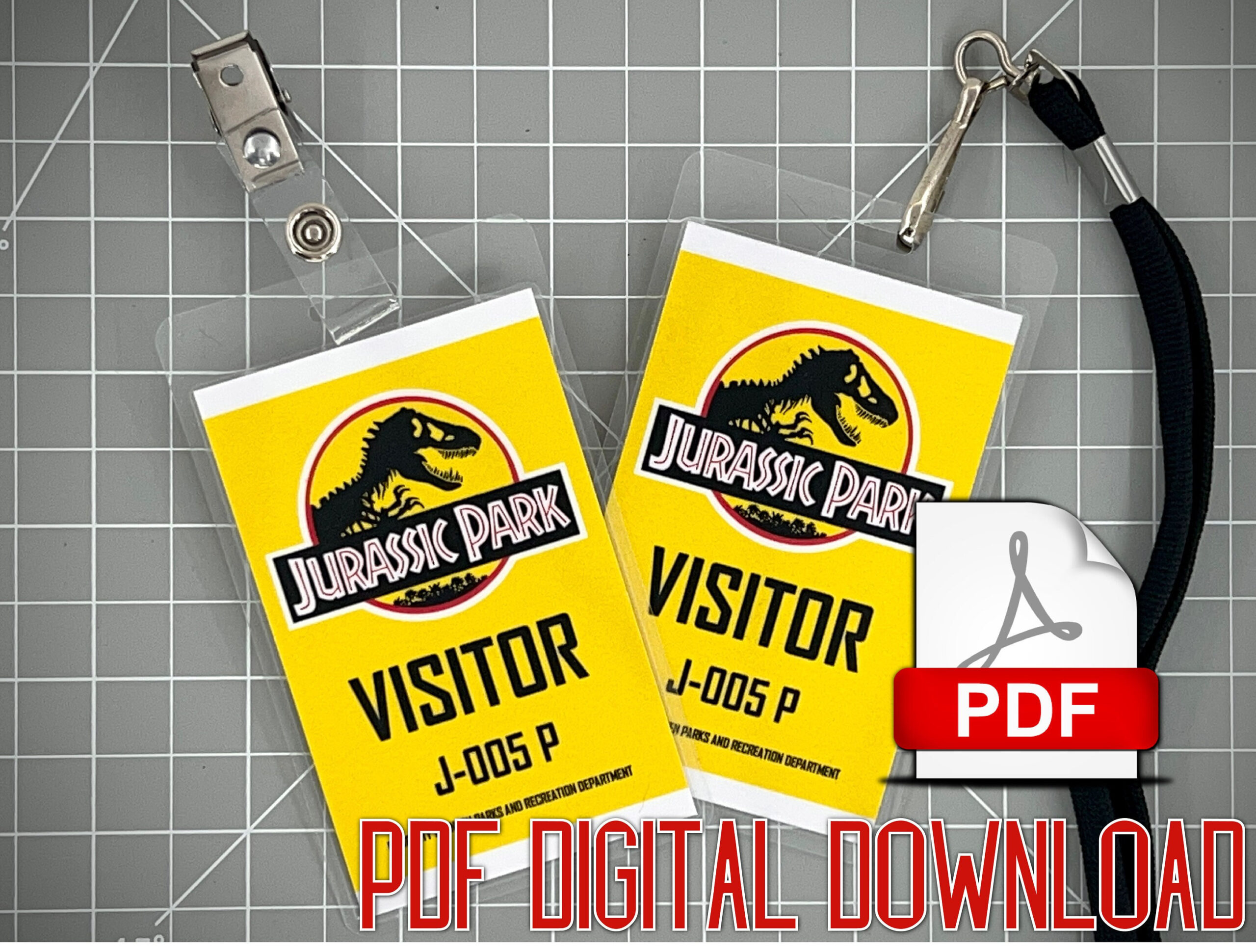 Jurassic Park Visitor Id Badge Set [Pdf Digital Download] - Etsy in Printable Jurassic Park Id Badge Template Free