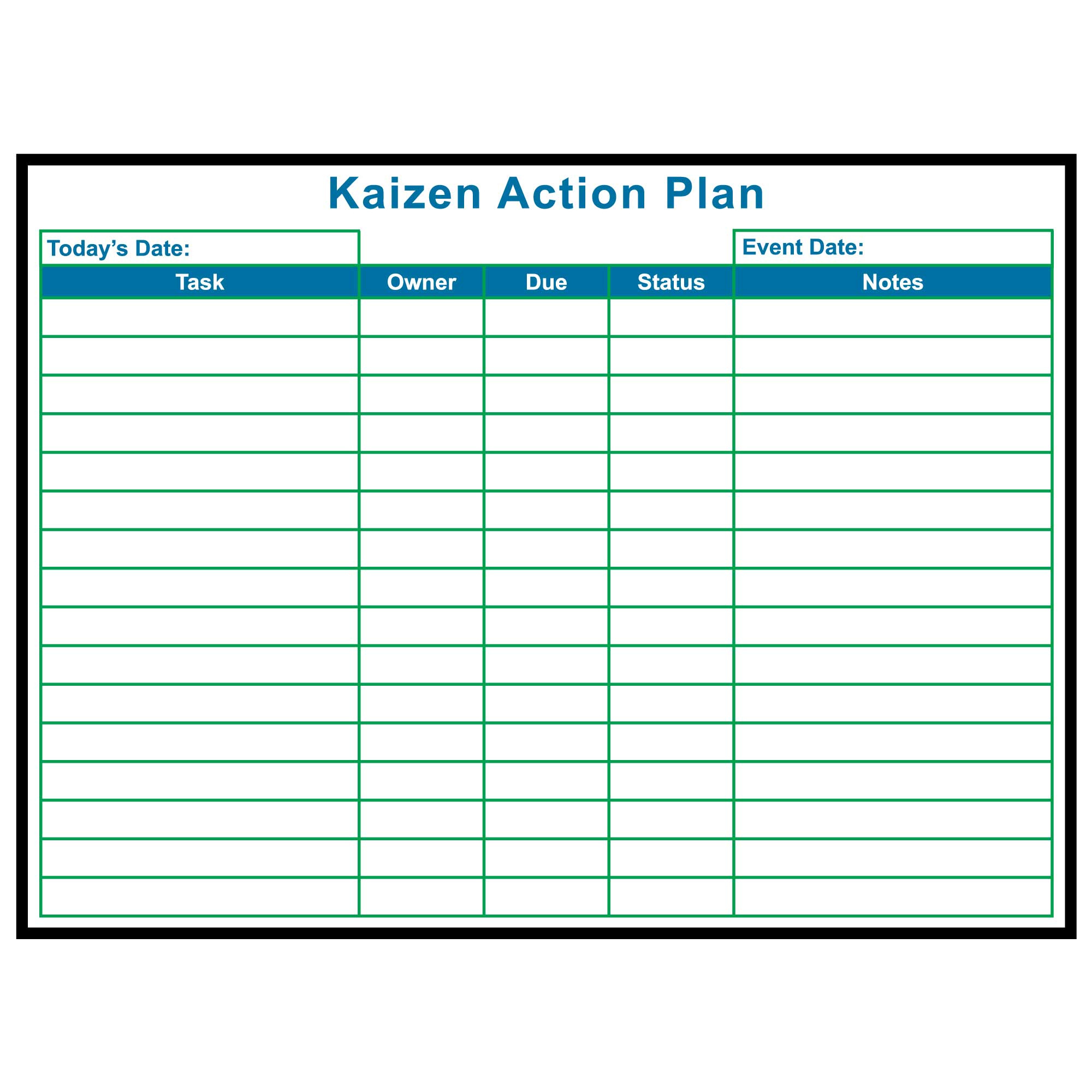 Kaizen Action Plan Dry Erase Board - Visual Workplace, Inc. for Printable Dry Erase Board