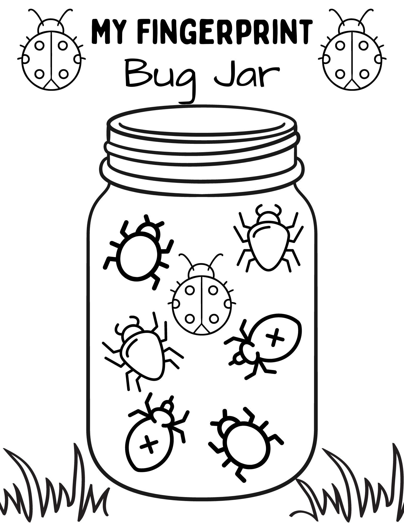 Kids Fingerprint Bug Jar Insect Activity Printable For Preschool inside Printable Bug Jar Template