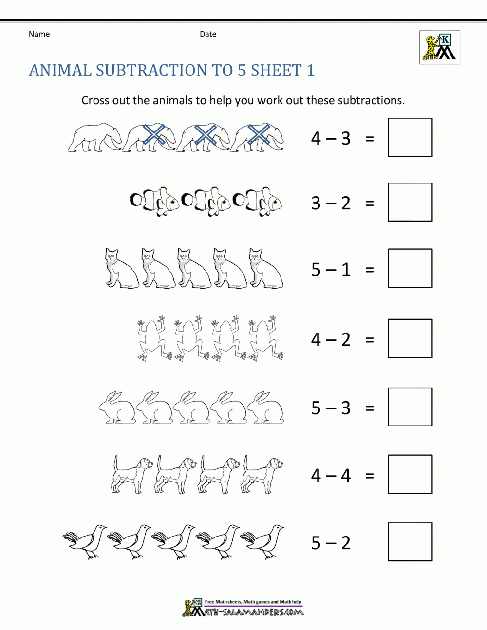 Kindergarten Subtraction Worksheets in Kindergarten Subtraction Worksheets