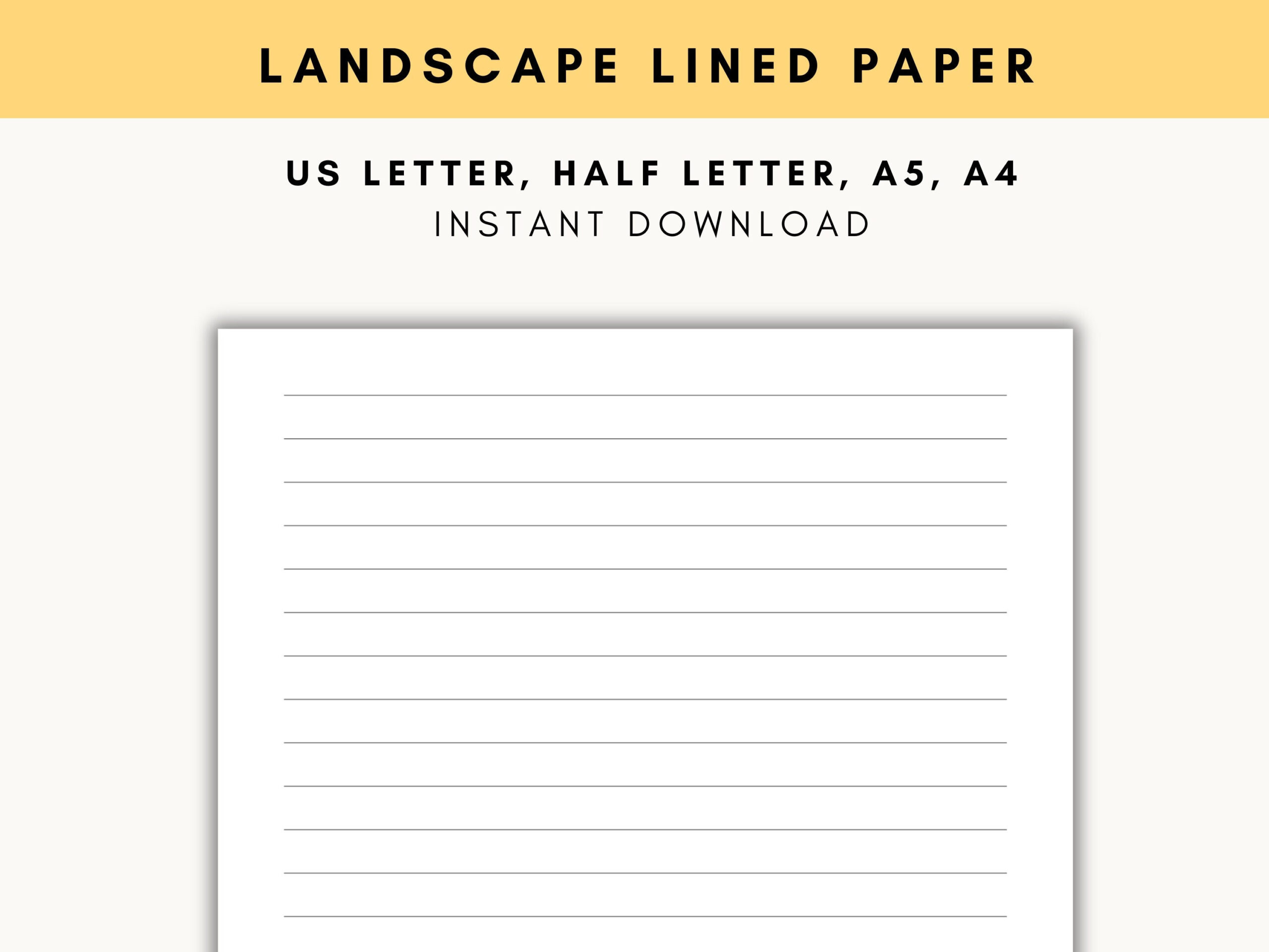 Landscape Lined Paper, Horizontal Lined Paper Printable, Landscape throughout Lined Paper Printable Landscape