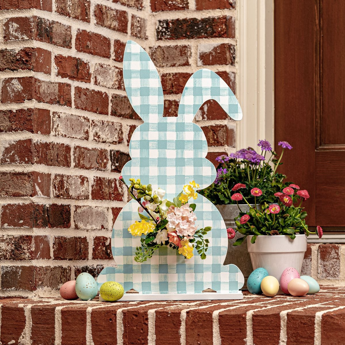 Large Gingham Easter Wooden Bunny Project with Wooden Easter Bunny Patterns