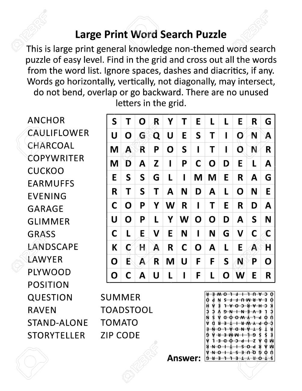 Large Print General Knowledge Word Search Puzzle Of Easy Level with regard to Elderly Large Print Easy Crossword Puzzles Printable