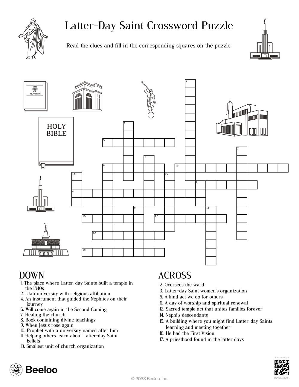 Latter-Day Saint-Themed Crossword Puzzles • Beeloo Printable inside Lds Crossword Puzzles Printable