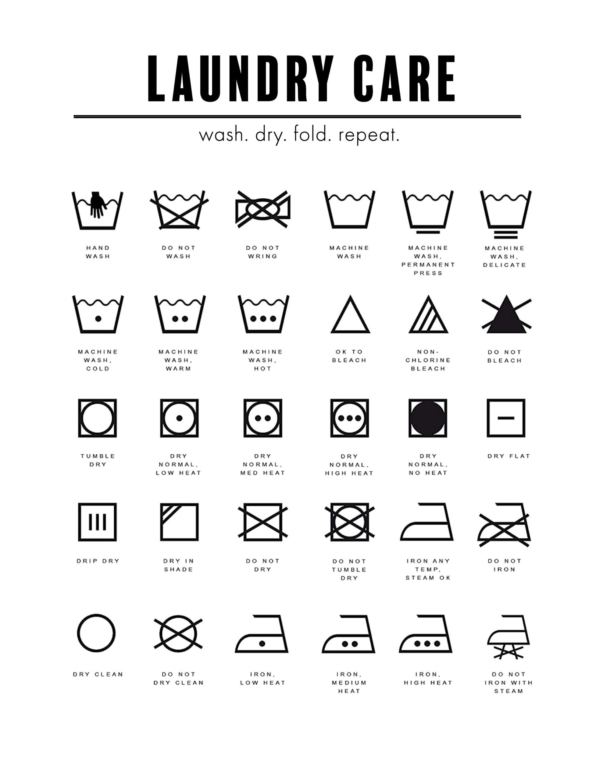 Laundry Symbols Printable - Sew Woodsy pertaining to Free Laundry Printables Black and White