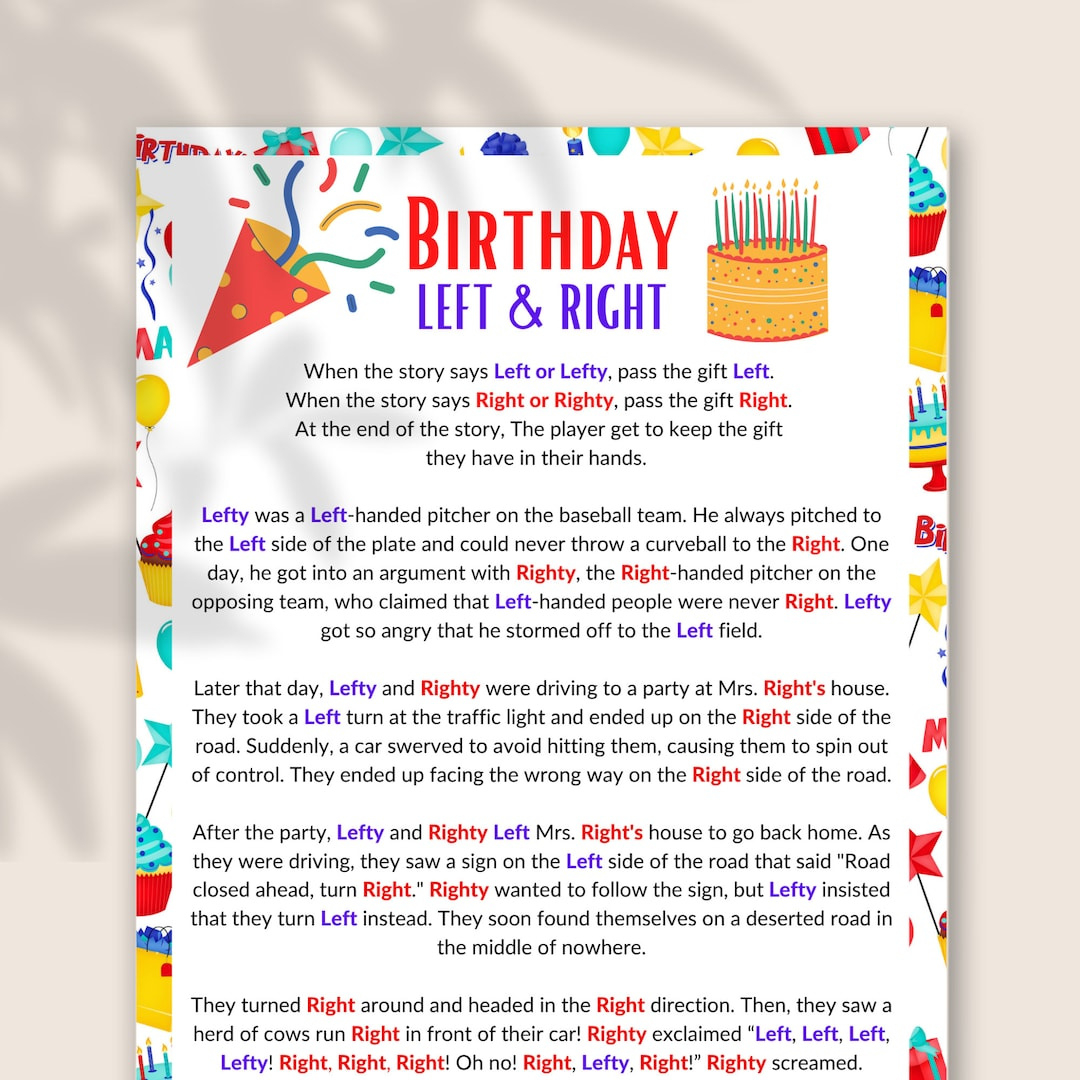 Left Right Game, Left Right Birthday Game, Printable Funny Left throughout Free Printable Left Right Birthday Game