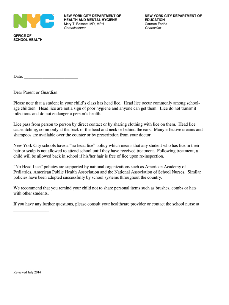 Lice Letter To Parents: Fill Out &amp;amp; Sign Online | Dochub for Printable Head Lice Notice to Parents