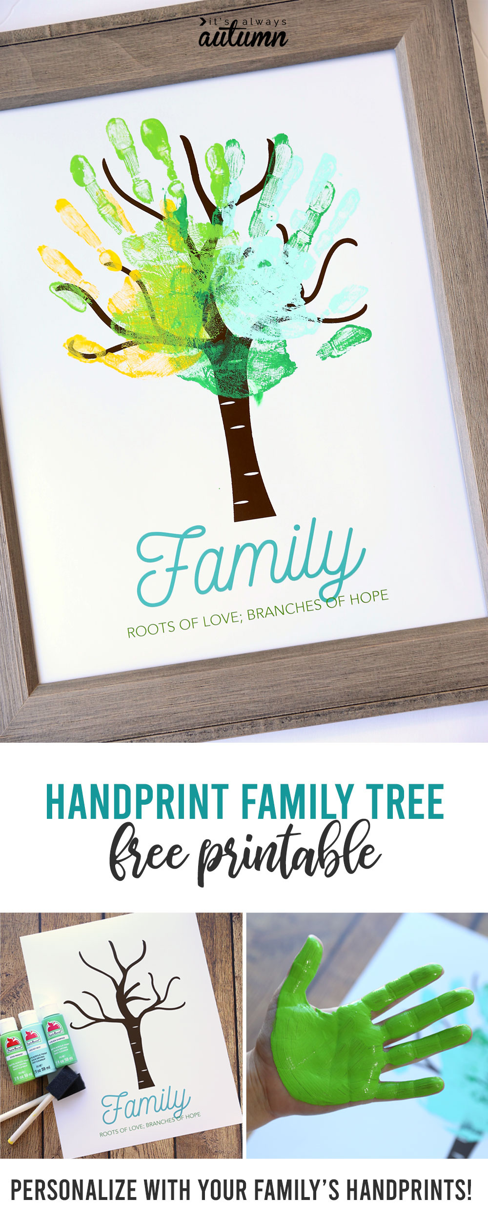 Make An Adorable Family Handprint Tree {Great Gift Idea} - It&amp;#039;S in Father&amp;amp;#039;s Day Handprint Tree Free Printable