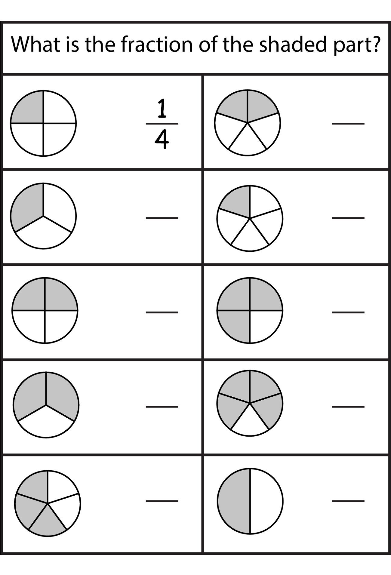 Math Fraction Worksheets For Kids within Printable Fractions Worksheet