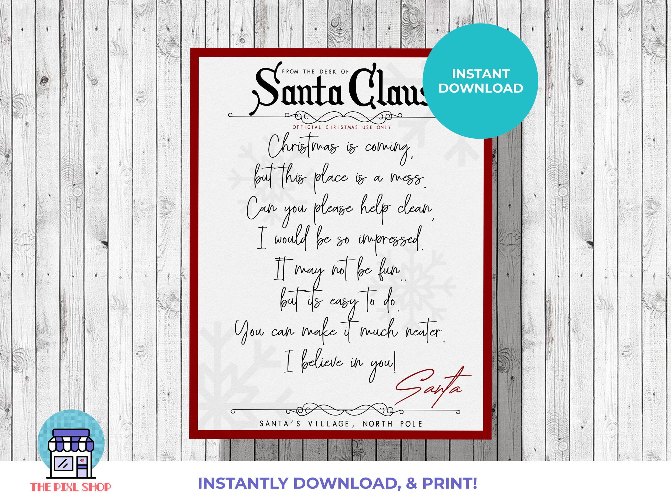 Messy Room | Letter From Santa | Clean Your Room | Printable - Etsy pertaining to Elf On The Shelf Clean Your Room Printable
