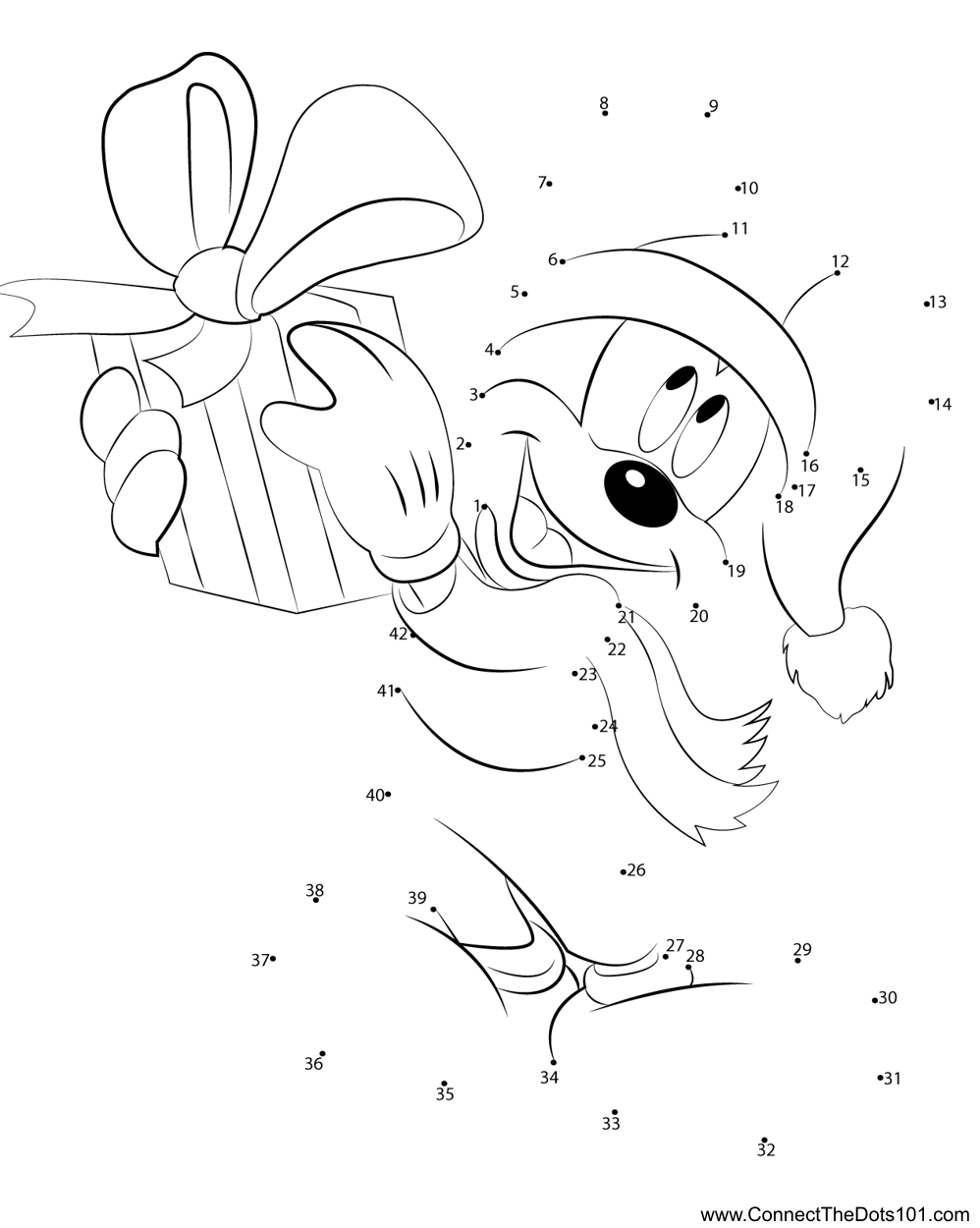 Mickey Christmas Dot To Dot Printable Worksheet - Connect The Dots with Printable Christmas Dot to Dot