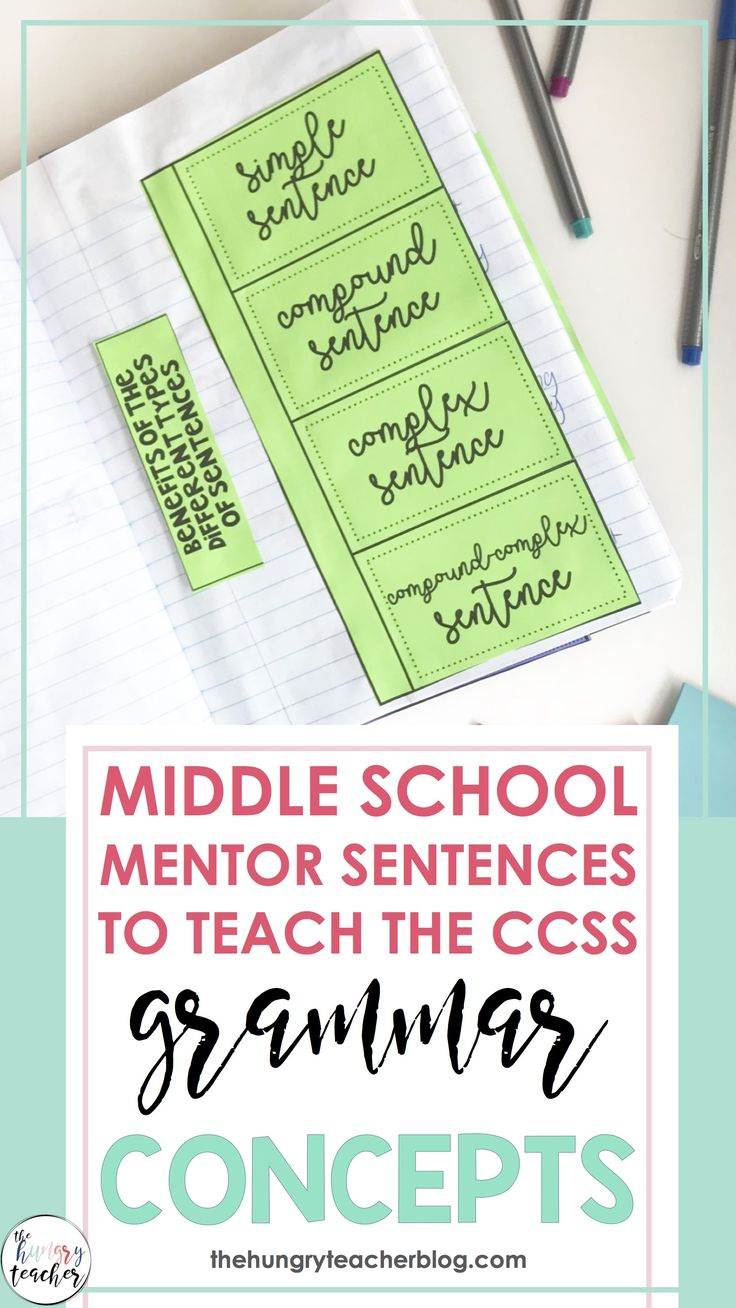 Middle School Mentor Sentences To Teach Grammar Common Core with Free Printable Mentor Sentence